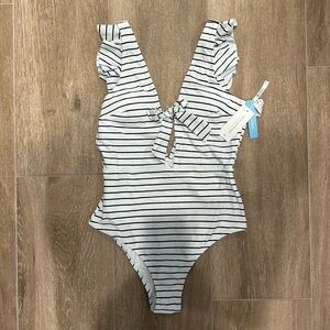 Women’s Cupshe One Piece striped bathing suit, size M, NWT